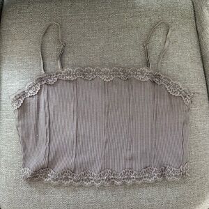 Garage Pink Ribbed Crop Camisole